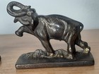 Pair Of Antique Bronzed Cast Iron Elephant Figural Bookends  1920 s