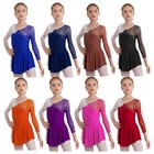 Us Kids Girls Figure Skating Dress Long Sleeves Ballet Dance Skirted Leotards 