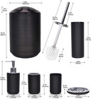 6 Piece Black Bathroom Accessories Set Soap Dispenser Toothbrush Holder