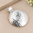 925 Sterling Silver Round Pendant Hammered Disc Dome Handmade Jewelry Gift D38