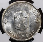 1947-s S1-peso Philippines Doug Macarthur Near-gem Ngc Ms64