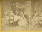 Antique Victorian Dinner Party Stereoview Old Studio Photograph