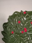 Vintage 1970s Atlantic Mold Large Holly Dish Server 11  Christmas Holiday Green