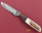 Anza  Mini Rebel Hand Made Fixed Blade Hi-carbon Steel Blade Walnut   Elk Antler