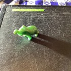 Vintage Carved   Polished Green  And Brown Jade Elephant Figure Stands Trunk  Up