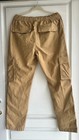 Men s Tan Cargo Pants     Elastic Waist  Drawstring  Multi-pocket Utility Trousers