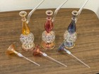 3x Mouth Blown Egyptian Perfume Bottles Pyrex Glass Gold Paint Shisha Shape 9 2 