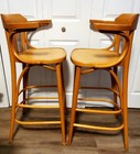 Radomsko Zmg Pair Of Vintage  Polish Bentwood Bar Stool Chairs