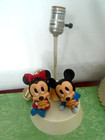Disney Nursery Lamp Nightlight Baby Mickey Minnie Mouse 1984 Pleated Shade Read
