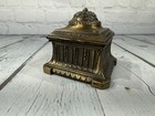 Antique Victorian Art Nouveau Inkwell W glass Cup Brass 3    X 3    X 3 3 4    Vgc 