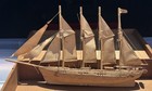 Antique Hand Carved Wood Model Schooner Ship Approx 10    Long In Carved Box