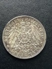 1910 E Saxony German State  3 Mark Silver Coin  900 Silver      a326 
