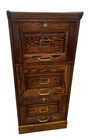Vintage Tiger Oak File Cabinet Three Locking Drawers Paneled Sides Legal Size