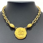 Chanel Coco Mark Cc Logo Necklace Gold Chain Accessory Vintage Authentic Japan