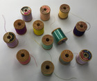 Vintage Lot 12 Partial   1 New Wooden Spools Thread 1  Variety Pretty Colors