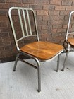 Vintage Antique 1940s Steel wood Navy Chair Set Of 2 - Mcm Midcentury Like Emeco