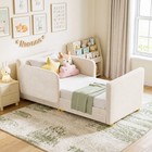 Slsy 57  22in 300lbs Low Floor 2in1 Convertible Toddler Bed sofa W  Safety Rails