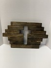 Rustic Wooden Cut Out Cross Wall Hanging Faith Christian Decor Gift New