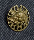 Antique Victorian  Reticulated Pierced Brass Cherub Button   3 4   