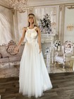 Lace Appliques Bodice A-line No Train Ivory Bridal Wedding Gown Us Size 8