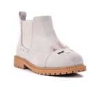 Wonder Nation Toddler Girls Gray Chelsea Critter Lug Sole Boots Shoes  2-12