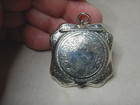 Antique French Embossed Sterling Silver Mirrored Powder Compact Pendant