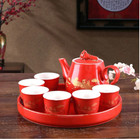 Traditional Wedding Happiness Xi Tea Set With Tray For Tea Ceremony 3 Patterns