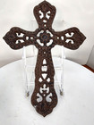 Cross Cast Iron Victorian Style Rustic Brown 11 x8  Wall Hanging Cross D  cor