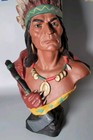 Antique Tobacco   Cigar Store Indian Chief Chalkware Bust W  Tomahawk Display 21