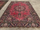 6x9 Red Blue Antique Oriental Rug Handmade Worn Old Real Navy Wool Hand-knotted