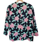 Vintage Schrader Blazer Womens Size 18w Blue Rose 80s Floral Preppy Fitted