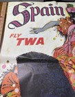 Damaged 1960s Vintage Travel Poster Spain Fly Twa Artist David Klein Litho Usa