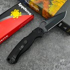Spyderco Folding Knife Coated Steel Blade Black Handle