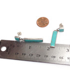Unsigned Sterling Silver Turquoise Stone Long Rectangle Bar Drop Dangle Earrings