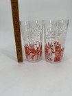 Two Vintage Mid-century Modern Tumblers With Floral And Geometric Pattern 