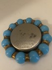 Fisher Vintage Brass Jewel Tray Turquoise Blue Marbles Excellent Condition
