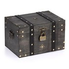 Vintage Wooden Treasure Chest With Lock  Large Pirate Storage Box  Home Decor