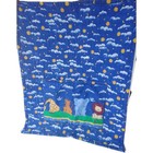 Jungle Animal Handmade Baby Crib Quilt Blanket Reversible Sky Blue Tapestry Vtg