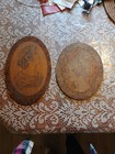 Vintage Old Pyrography Burnt Wood Lady Design Circle Wall Plaque  8   