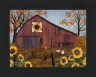 Wall Art Print Framed By Billy   Sarah Jacobs Sunflower Quilt Block Barn Bj1376