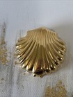 Vintage 70s Estee Lauder Azzure White Linen Solid Perfume Shell Compact Goldtone
