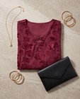 Catherines Womens Burgundy Floral Burnout  V-neck Tunic Long Sleeve Top 4xl