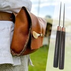 2 Pcs Scratch Awl Tool  With Wooden Handle  Leather Punch Dark Red