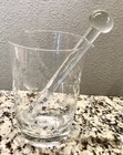 Vtg Hand Cut Etched Crystal  Small Cocktail Martini Pitcher  Stirrer  10 Glasses