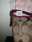Coach Signature Canvas Hobo Shoulder Bag Khaki Pink Leather Nwt Purse Tassel