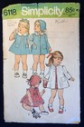 Vtg 1970s Simplicity 6118 Tucked Dress Coat Bonnet Hat Sewing Pattern Toddler 1