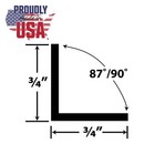 Outwater 3 4   X 3 4   X 5 64  thick Black Plastic Leg Moulding - Size Options
