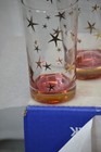 6 Mid Century Modern Clear Glass Tumbler W  Stars And A Pink Bottom Mcm 6  Tall