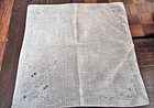 Vtg  Hanky Madeira Hand Embroidery Monogram H Flowers Blue Wt Grey  147