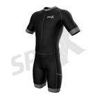 Sparx Men Triathlon Suit Short Sleeve Aero Tri Suit  black gray  Medium 